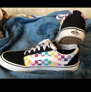 Rainbow checkered Old Skool Vans
